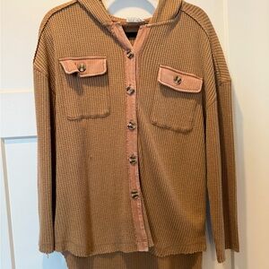 Women's Tan Button-Up Sweater